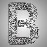 Letter B with floral pattern in Gray background vector