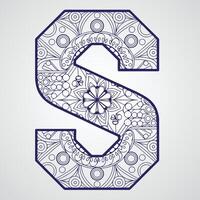 Intricate letter S design with floral and geometric patterns vector