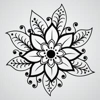 The black and white drawing of a flower with a Gray background vector