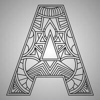 Mandala Letter A on a Gray Background Intricate and Bold Design vector