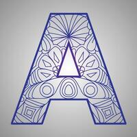 Geometric Mandala Letter A on a Gray Background Bold Design vector