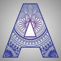 letter a is on a gray background with a geometric mandala design vector
