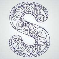 Ornate Letter S with Intricate Patterns vector