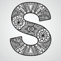 Intricate letter S design with floral and geometric patterns vector