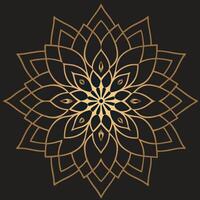 gold mandala flower design in a black background vector