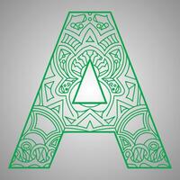 letter a is on a gray background with a geometric mandala vector