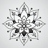 a black and white drawing of a flower with a Gray background vector