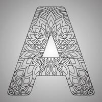 letter a is on a gray background with a geometric mandala design vector