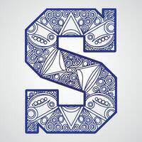 letter S design with floral and geometric patterns vector