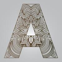 Geometric Mandala Letter A on a Gray Background Intricate and Bold Design vector