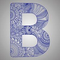 Letter B with floral pattern in Gray background vector