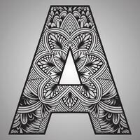 letter a is on gray background with a geometric mandala design vector