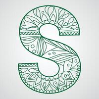 Intricate letter S design with floral and patterns vector