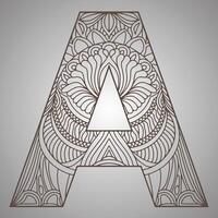 letter a is on a gray background with a mandala design vector