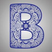 Letter B with floral pattern in Gray background vector