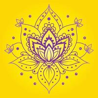 yellow background with a Purple flower design on it. vector