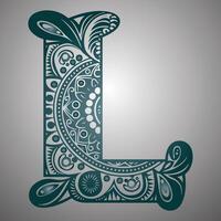 The letter l is painted green and has a flower pattern vector