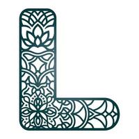 The letter l is painted green and has a flower pattern vector