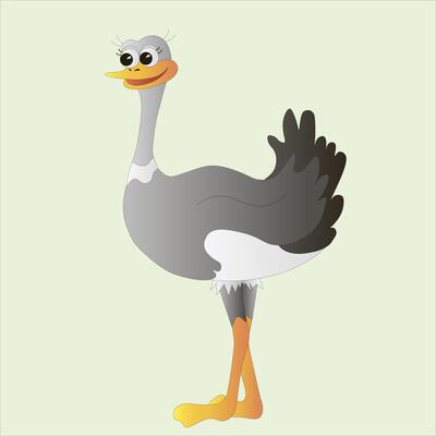 Ostrich doodle hand drawn cartoon funny illustration