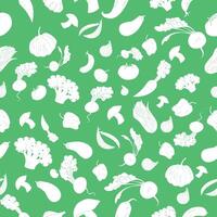 Seamless pattern green vegetables background doodle hand drawn vector