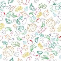 Seamless pattern color vegetables doodle hand drawn background vector