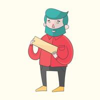 Hipster man beard with plate for text vivid color doodle hand drawn illustration vector