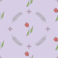 Seamless spring flower background pattern doodle hand drawn illustration vector