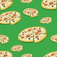 Seamless pattern background pizza hand drawn illustration vector