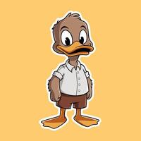 A cartoon duck wearing a shirt and shorts vector