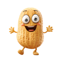 a cute cartoon peanut character with arms and legs, transparent background png