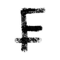 Hand drawn swiss franc currency symbol. Brush stroke doodle. Single element for design vector