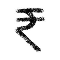 Hand drawn rupee currency symbol. Brush stroke doodle. Single element for design vector