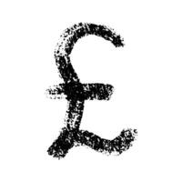 Hand drawn british pound currency symbol. Brush stroke doodle. Single element for design vector