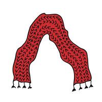 Knitted scarf doodle Hand drawn winter accessories Single design element for card, print, design, decor vector