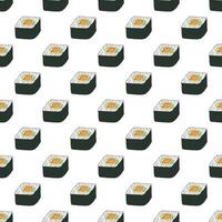 Seamless pattern with sushi roll for decorative print, wrapping paper, menu, wallpaper and fabric vector