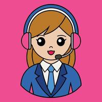 Call Center Support Cartoon Icon for Websites vector
