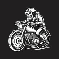 A skull riding a motorcycle on a black background vector
