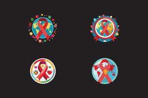 Four different red ribbon icons on a black background vector