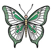 A green butterfly with black and white markings vector