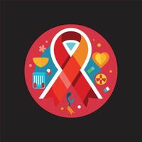 Red ribbon with icons and symbols on it vector