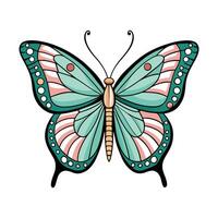 A butterfly with a pink and green color scheme vector
