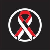 The red and white ribbon is in a circle vector