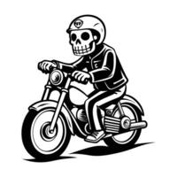 A skull riding a motorcycle with a skull helmet vector