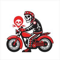 A skeleton riding a motorcycle with a skull on it vector