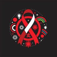 Red ribbon with a circle of stars and other symbols vector