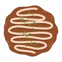Illustration of Okonomiyaki with Toppings vector