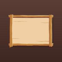 Wooden sign with frame, square shape. vector