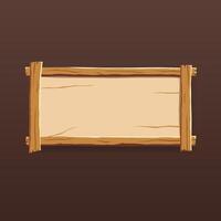 Wooden sign with frame, rectangular shape vector