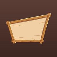 Wooden sign with frame, trapezoid shape vector