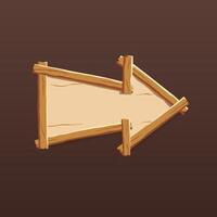 Wooden sign with frame, arrow shape vector